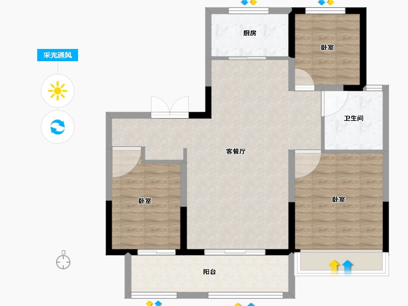 山东省-德州市-滨河花园-89.99-户型库-采光通风