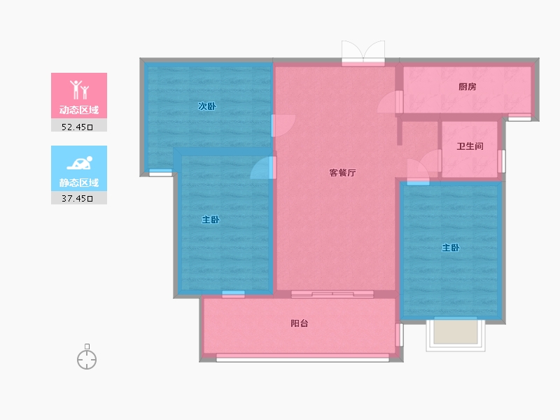 山东省-临沂市-中楷信·清水湾花园-80.00-户型库-动静分区