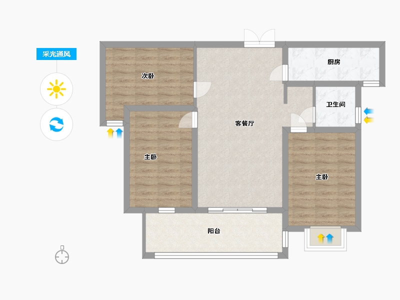 山东省-临沂市-中楷信·清水湾花园-80.00-户型库-采光通风