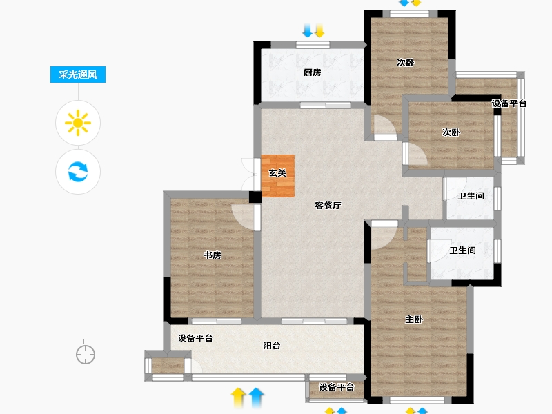 江苏省-常州市-随园金麟府-111.60-户型库-采光通风