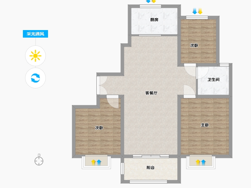 山东省-临沂市-时代城荣园-102.00-户型库-采光通风