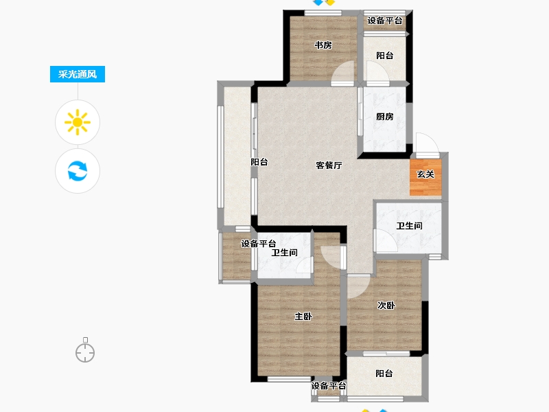 江苏省-常州市-随园金麟府-106.00-户型库-采光通风