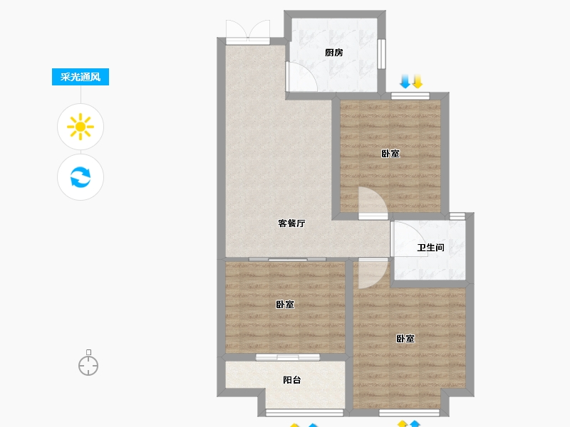 山东省-德州市-明诚雅居-80.01-户型库-采光通风