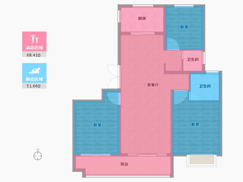 河南省-信阳市-四季花城Ⅰ期·牡丹园-109.01-户型库-动静分区