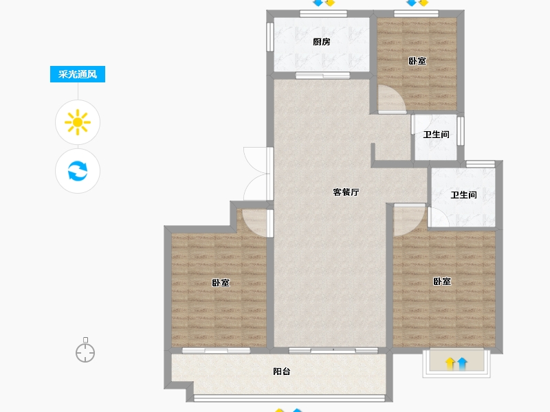 河南省-信阳市-四季花城Ⅰ期·牡丹园-109.01-户型库-采光通风