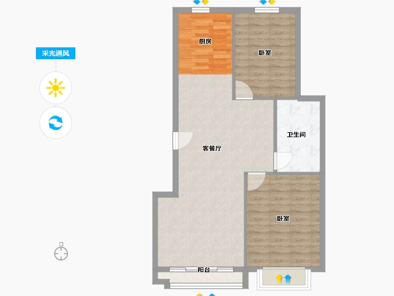 山东省-菏泽市-美达雅苑-76.00-户型库-采光通风