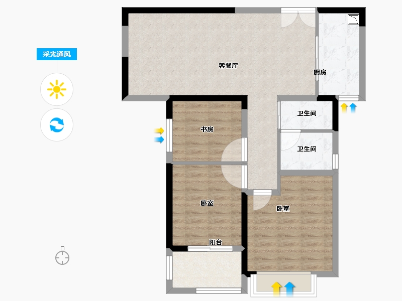 河南省-郑州市-郑地新港华苑-81.53-户型库-采光通风