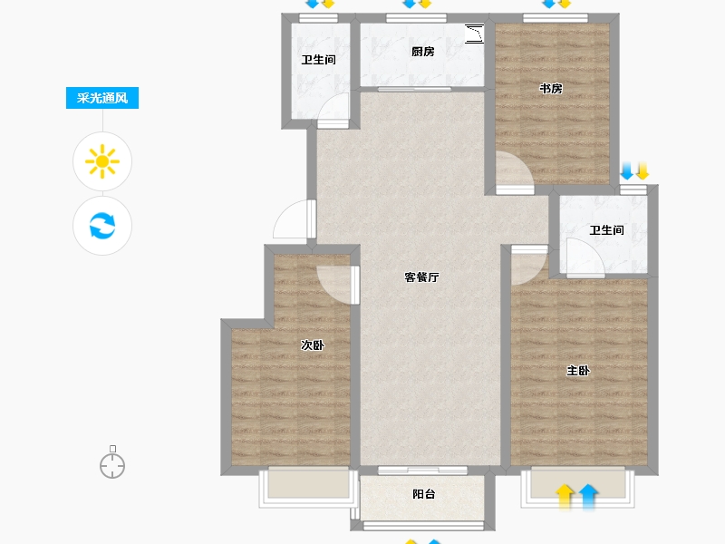 山东省-济南市-国风源墅-104.01-户型库-采光通风