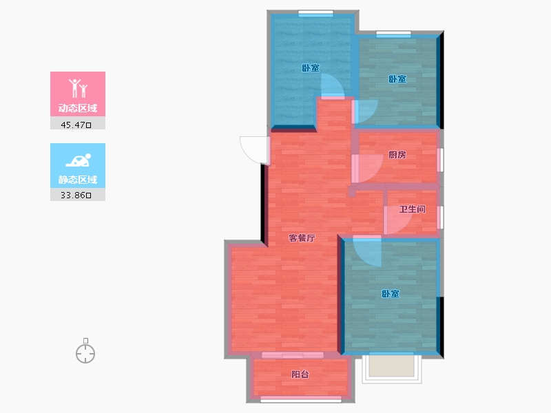 河南省-郑州市-兴港永威·和园-70.00-户型库-动静分区