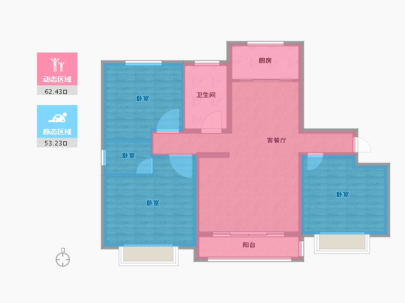 山东省-菏泽市-陶城怡景-104.40-户型库-动静分区