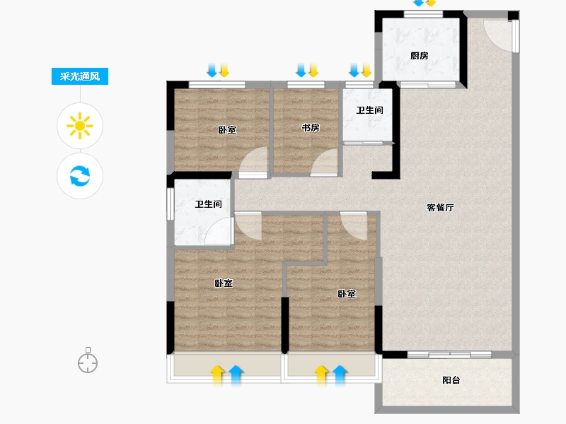 河南省-南阳市-建业碧桂园龙悦城-113.00-户型库-采光通风