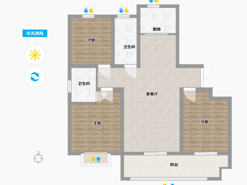 山东省-临沂市-时代城荣园-110.01-户型库-采光通风