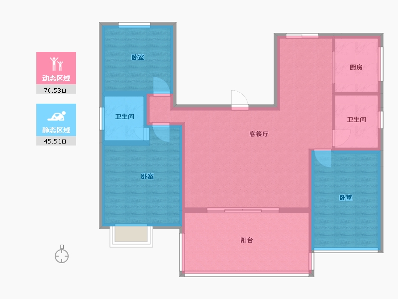 河南省-信阳市-金牛国际社区-104.61-户型库-动静分区