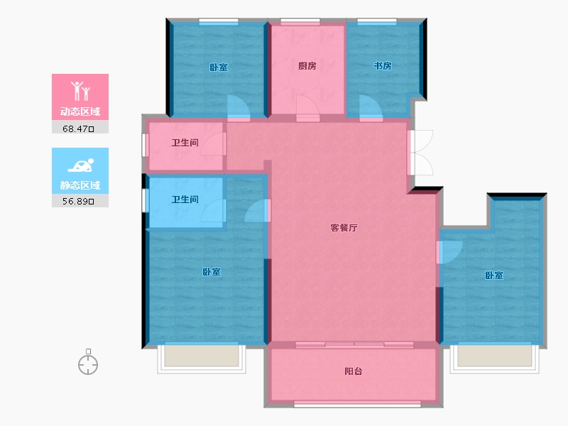 河南省-郑州市-龙居华府-113.08-户型库-动静分区