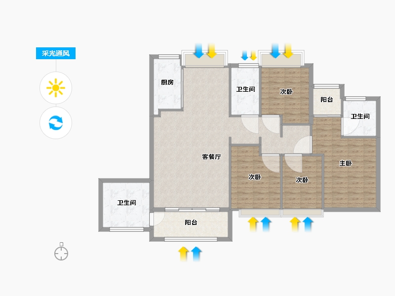 福建省-厦门市-国贸天成一二期-125.00-户型库-采光通风