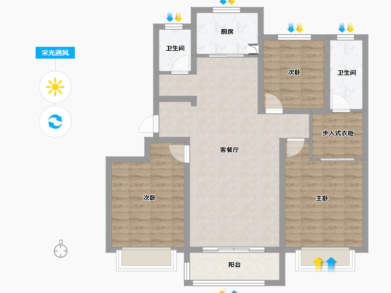 山东省-济南市-银丰玖玺城-96.70-户型库-采光通风