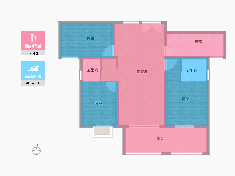 河南省-信阳市-奥林匹克花园-111.24-户型库-动静分区