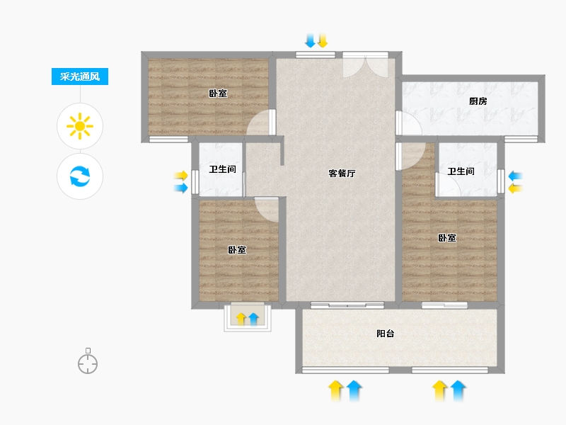 河南省-信阳市-奥林匹克花园-111.24-户型库-采光通风