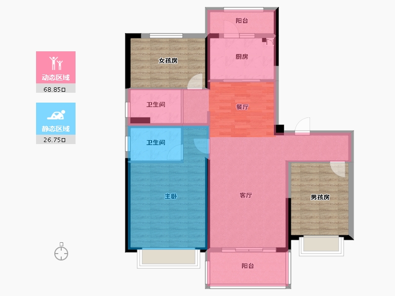 山东省-日照市-碧桂园金杉·翡翠公馆-107.38-户型库-动静分区