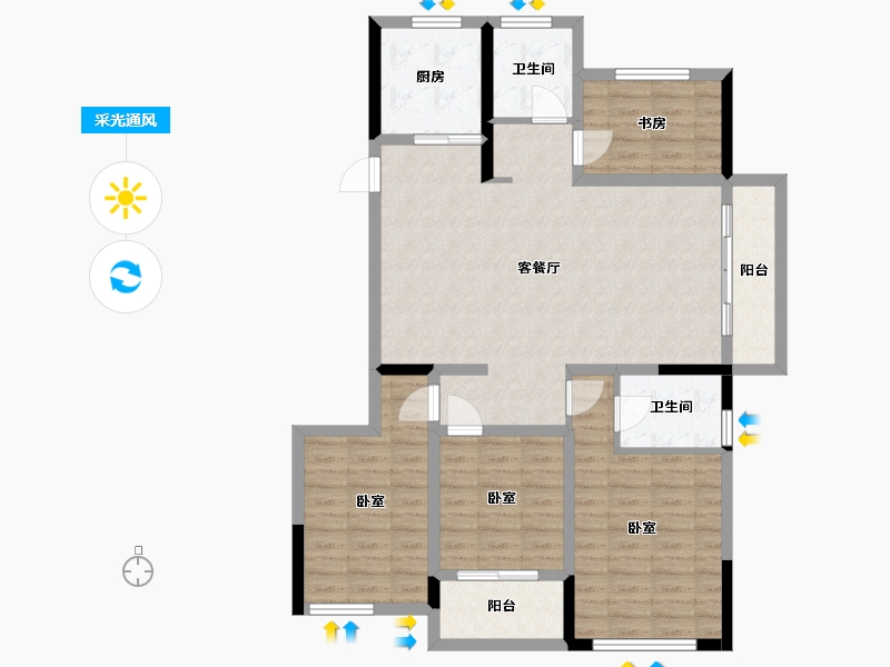 浙江省-杭州市-绿城学府新城-101.66-户型库-采光通风