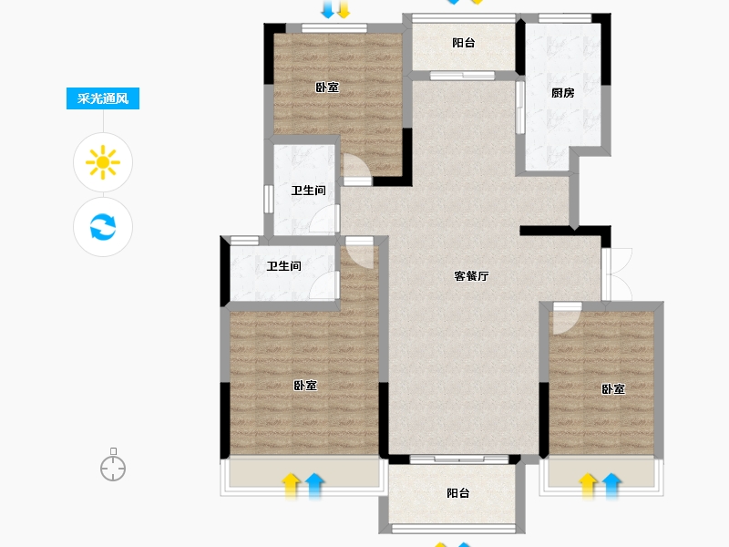 河南省-南阳市-镇平建业春天里-108.00-户型库-采光通风