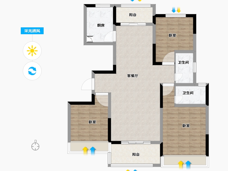 河南省-南阳市-建业幸福里-110.00-户型库-采光通风