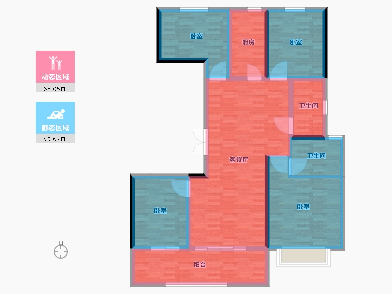 河南省-郑州市-龙居华府-114.69-户型库-动静分区