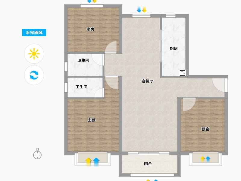 河南省-安阳市-嘉洲清水湾-118.00-户型库-采光通风