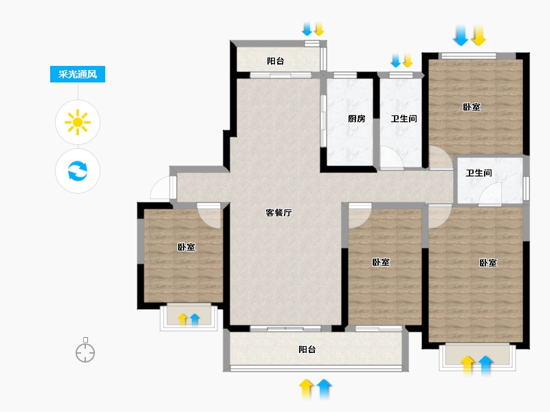 河南省-信阳市-德润上和府-132.39-户型库-采光通风