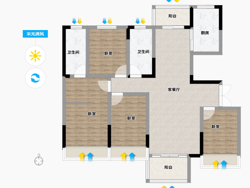 河南省-南阳市-镇平建业春天里-115.00-户型库-采光通风