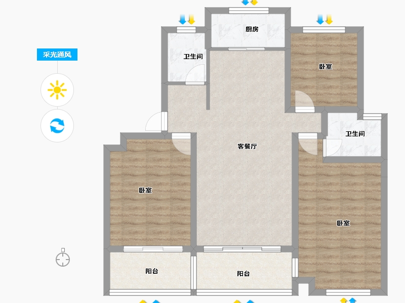 河南省-信阳市-金牛国际社区-94.00-户型库-采光通风