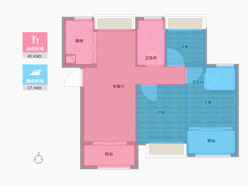 福建省-厦门市-国贸天成一二期-75.01-户型库-动静分区