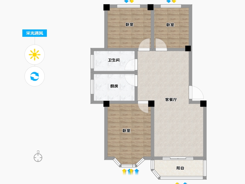 河南省-商丘市-欧尚花园二期-92.36-户型库-采光通风