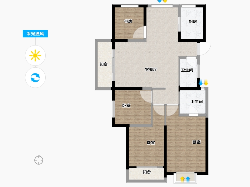 山东省-菏泽市-菏泽万达广场-122.00-户型库-采光通风