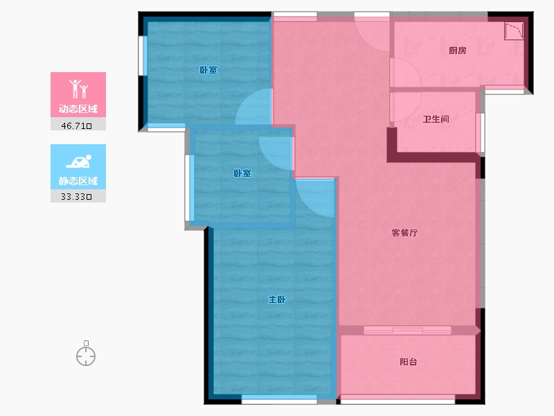 河南省-信阳市-中环荣域Ⅱ期悦棠-72.00-户型库-动静分区