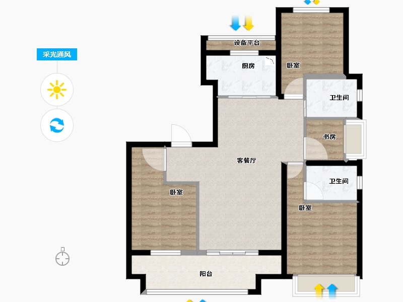 河南省-商丘市-发投上坤光和四季-102.00-户型库-采光通风