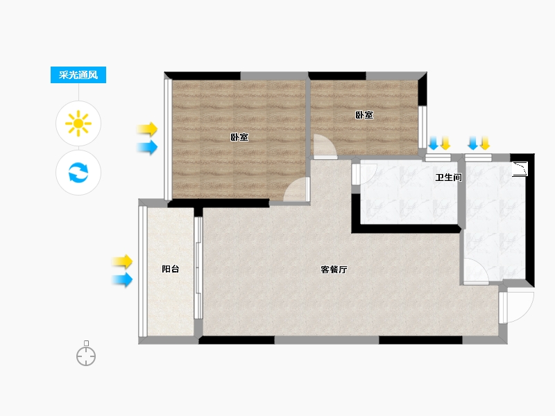 河南省-南阳市-恒大御景湾-67.39-户型库-采光通风