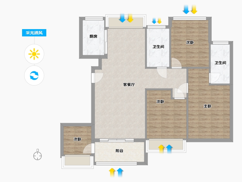 福建省-厦门市-国贸天成一二期-102.00-户型库-采光通风