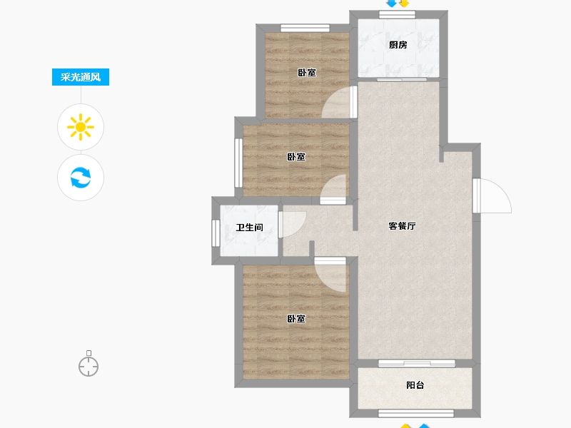 山东省-济南市-海信彩虹谷-68.33-户型库-采光通风