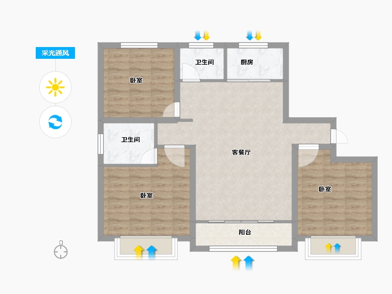 山东省-菏泽市-陶城怡景-82.09-户型库-采光通风