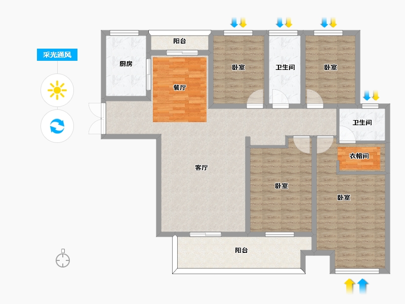 河南省-许昌市-建业春天里-135.29-户型库-采光通风