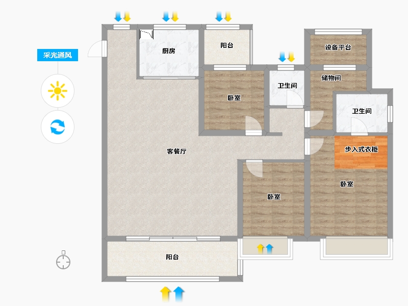 河南省-许昌市-建业臻悦汇-114.99-户型库-采光通风