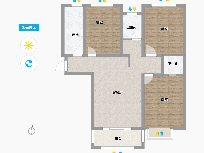 河南省-商丘市-耀圣·御龙湾二期-94.00-户型库-采光通风