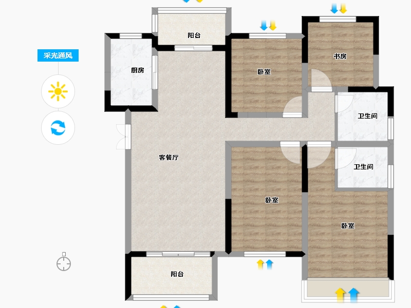 河南省-南阳市-建业碧桂园龙悦城-116.00-户型库-采光通风