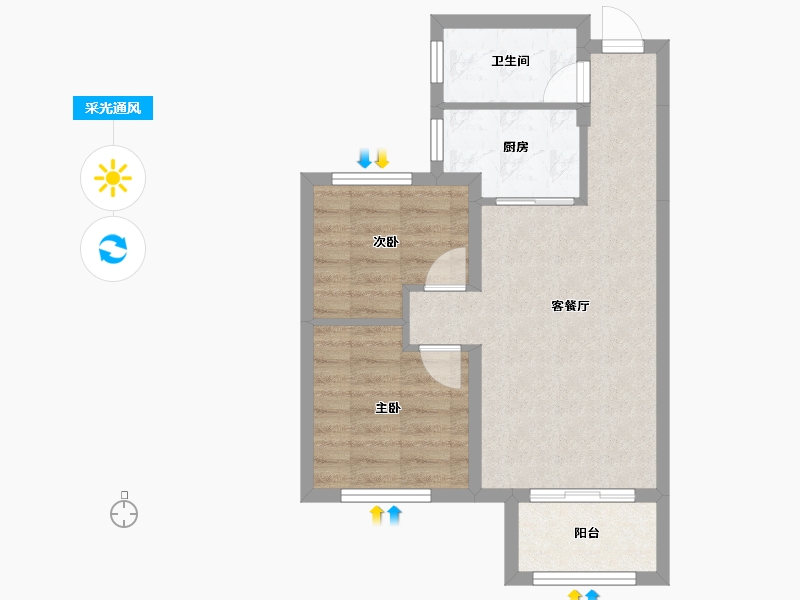 山东省-济南市-绿地国际城佳荷明都-51.72-户型库-采光通风