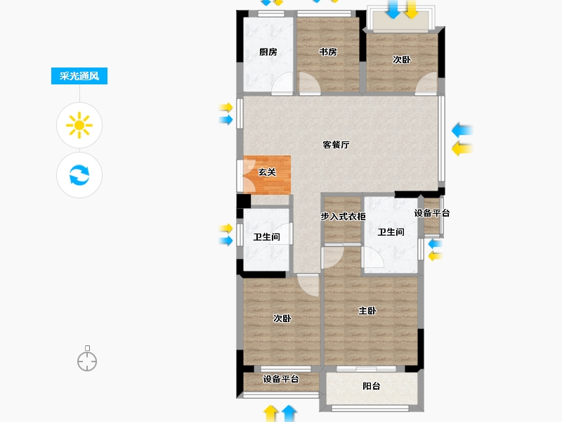 浙江省-台州市-天铂华庭-102.00-户型库-采光通风