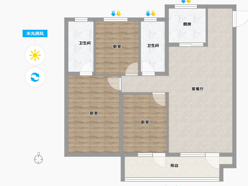 山东省-烟台市-鲁商金茂观海印象-100.00-户型库-采光通风