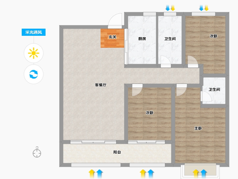 山东省-淄博市-忆江南启园-101.00-户型库-采光通风