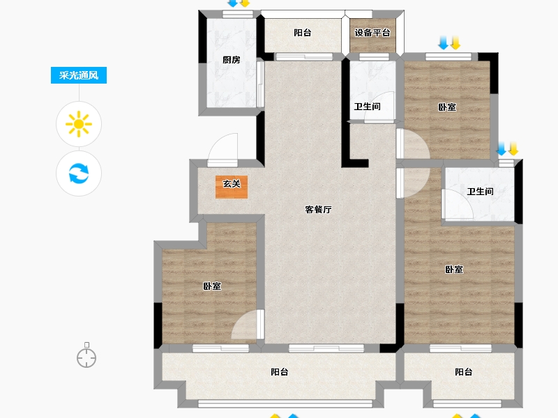 河南省-周口市-建业·滨河院子-102.01-户型库-采光通风