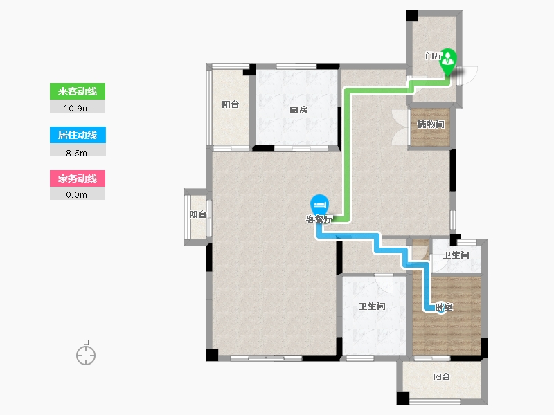 河南省-南阳市-传世温泉公馆-128.92-户型库-动静线